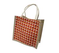 Namzi Red Burlap Bag 1 Piece,Cute Handheld Zipper Bag, Practical for Grocery Runs and Errands, Stylish Reusable Tote