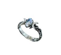 Namzi Silvery Double Crescent Ring, 1 Piece, Stylish Crescent Design, Elegant Rings for Special Occasions （8）