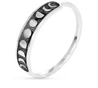 Namzi Silvery Moon Phase Ring, 1 Piece ， Celestial Moon Cycle Design, Elegant Rings for Memorable Events （10）