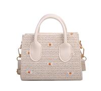 Namzi White Weave Bag 1 Piece，Cute Daisy Woven Bag, Stylish for Brunch Park Strolls, Adorable Floral Design Practical