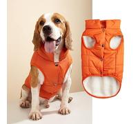Namzi Windproof Dog Winter Jacket Dog Coat Warm Dog Vest Cold Weather Pet Apparel with 2 Layers Fleece Lined for Small Medium Large Dogs (M, Orange)