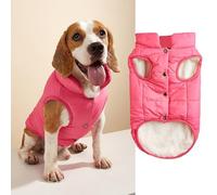 Namzi Windproof Dog Winter Jacket Dog Coat Warm Dog Vest Cold Weather Pet Apparel with 2 Layers Fleece Lined for Small Medium Large Dogs (L, Rose)
