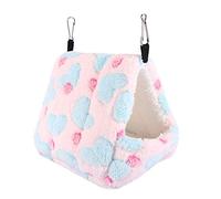 Namzi Winter Tent Type Plush Hanging Bed Polka Dot Heart Pattern Colorful Sleeping House Nest Accessories for Gerbils Chinchillas Squirrel Hedgehog Guinea Pigs Small Animal[14 * 12-Pink] Combs
