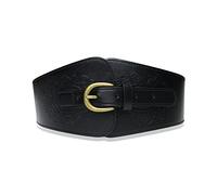 Namzi Women's Black Leather Corset Belt,Thick Waist Cincher Belt