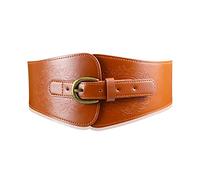 Namzi Women's Black Leather Corset Belt,Thick Waist Cincher Belt,Brown