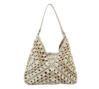 Namzi Woven Bags,1 Piece Beige, Large Capacity Hollow Out Shoulder Tote, Trendy for Beach Vacations Leisure, Stylish Woven Tote Bag Must Have