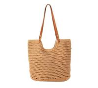 Namzi Woven Bags,1 Piece Khaki,large sized,Cotton Thread Beach Tote, Crocheted Hollow Out Shoulder Bag, Stylish for Seaside Getaways Leisure Trips
