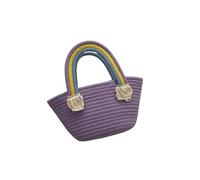 Namzi Woven Bags, 1 Piece Purple, Cute Rainbow Handheld Small Bag, Stylish Weave Design for Daily Outings Casual Carries