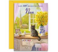 Nan 100th Birthday Card - Spring Day - Medium Sized Card (A5 Size -148mm x 210mm) with Envelope