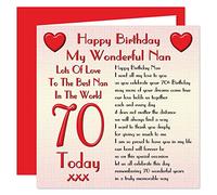 Nan 70th Happy Birthday Card - Lots of Love to The Best Nan in The World - 70 Today