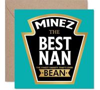 Nan Birthday Card - Ever Bean - Happy Birthday Card for Nan from Grandson Granddaughter, 145mm Product Label Style Bday Greeting Cards