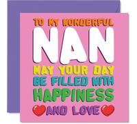 Nan Birthday Card - Happiness And Love - Happy Birthday Card for Nan from Grandson Granddaughter, 145mm Happiness And Love Mother's Day Greeting Cards