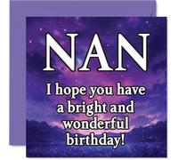 Nan Birthday Card - Magical Night Sky - Happy Birthday Card for Nan from Grandson Granddaughter, 145mm Bright and Wonderful Sentiment Bday Greeting Cards