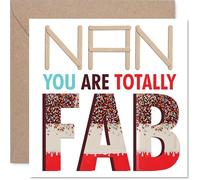 Nan Birthday Card - Totally Fab - Happy Birthday Card for Nan from Grandson Granddaughter, 145mm Totally Fab Mother's Day Greeting Cards