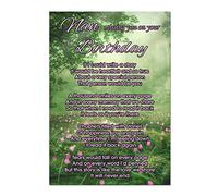 Nan Birthday Memorial Card Graveside Poem & Stake F461