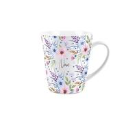 Nan Gift Mug - Blue and Purple Floral Design Small Latte Mug - Ceramic White Tea/Coffee Present Gift