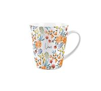 Nan Gift Mug - Orange Flowers Design Small Latte Mug - Ceramic White Tea/Coffee Present Gift