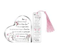 Nan Gifts Mother's Day Present 2PC Set Acrylic Heart Plaques Bookmark Women Gift Grandma Desk Signs Christmas Birthday for Her Thanksgiving New Year Grandmother Page Markers Reading Accessory