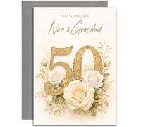Nan & Grandad 50th Wedding Anniversary Card - Golden Anniversary with Lovely Verse - A5 Size with Grey Envelopeze with Grey Envelope