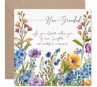 Nan Grandad Anniversary Card - Floral Garden Flowers - Happy Wedding Anniversary Card for Nan Grandad from Grandson Granddaughter, 145mm Anniversaries Greeting Cards