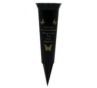 Nan & Grandad Plastic Floral Vase Spike Memorial - Garden Graveside Ornament Memories - Water Resistant - Remembrance Sympathy Tribute - Thoughtful Keepsake Flowers