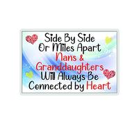 Nan Granddaughter Fridge Magnet Gift - Side By Side Or Miles Apart - Novelty Fun Present