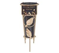 Nan Graveside Memorial Vase Gold Leaf Design Loving Memory Cemetery Plaque