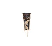 Nan - Memorial Metal Grave Vase With Gold Leaf - Black