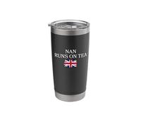 Nan Runs on Tea Funny Nan Tea Lover British Flag Stainless Steel Insulated Tumbler