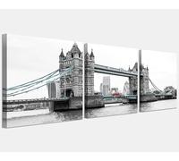 NAN Wind 3 Pcs Modern London Tower Bridge Canvas Prints Red Bus on Bridge Black and White Wall Art Landscape Wall Decor Paintings on Canvas Stretched and Framed Ready to Hang for Home Decor
