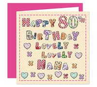 Nana 80th Happy Birthday Card - Lovely Lovely Nana - 80 Today