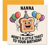 Nana Birthday Card - A Little Toast To You - Happy Birthday Card for Nana from Grandson Granddaughter, 145mm A Little Toast To You Bday Greeting Cards