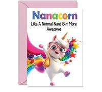 Nana Mothers Day Card - Awesome Nanacorn - Happy Birthday Card for Nana Nan from Grandson Granddaughter, A5 Unicorn Bday Greeting Cards