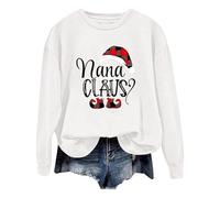 Nana Claus Sweatshirt for Women Christmas Grandma Long Sleeve Shirts Christmas Mimi Grammy Nana Claus Pullover Tops 2024 New Christmas Costumes