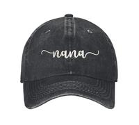 Nana Embroidered Baseball Cap Vintage Washed Adjustable Cowboy Hat for Women Mom,Black, Black, One Size