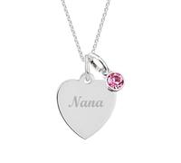 Nana Gift, Engraved Necklace with Birthstone, 925 Sterling Silver, Personalised Gift for Women, Gift for Nana,