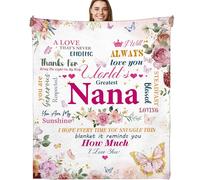 Nana Gifts from Grandkids Throw Blanket, Gift for Grandma Birthday Mother’s Day Christmas, Inspirational Quotes with Flowers & Butterflies Soft Cozy Flannel Blanket 60x50, Home Decor for Sofa Bed