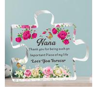 Nana Gifts from Grandson Granddaughter Acrylic Plaque Nan Gifts Birthday Christmas Thanksgiving for Grandmom Monther's Day Birthday