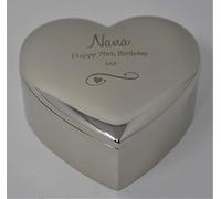 Nana Happy 70th Birthday Silver Finish Engraved Heart Trinket