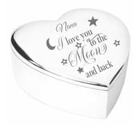 Nana I Love You To The Moon and Back Gift Classic Engraved Silver Finish Heart Shaped Trinket Box Keepsake Present Idea From Grandson Granddaughter