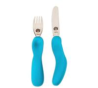 Nana’s Manners - Stage 3 Cutlery Set, Childrens Knife & Fork Set, Self-Feeding childerens Cutlery, Kids Cutlery Set for Ages 3 & Up, Easy-to-Grip Silicone Handles, Non-BPA, Blue