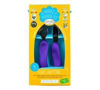 Nana’s Manners - Stage 3 Cutlery Set, Childrens Knife & Fork Set, Self-Feeding Childrens Cutlery, Kids Cutlery Set for Ages 3 & Up, Easy-to-Grip Silicone Handles, Non-BPA, Purple