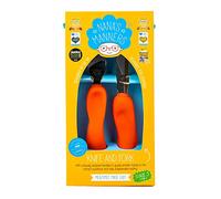 Nana’s Manners - Stage 3 Cutlery Set, Childrens Knife & Fork Set, Self-Feeding Childrens Cutlery, Kids Cutlery Set for Ages 3 & Up, Easy-to-Grip Silicone Handles, Non-BPA, Jeddie Orange