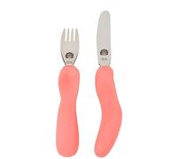 Nana’s Manners - Stage 3 Cutlery Set, Childrens Knife & Fork Set, Self-Feeding Toddler Cutlery, Kids Cutlery Set for Ages 3 & Up, Easy-to-Grip Silicone Handles, Non-BPA, Blossom Pink