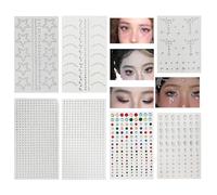 Nanaby Face Gems - 7 Sheets All Styles Long-Lasting Stickers Sets, Glue-Free Temporary Tattoos for Party, Waterproof, Multicoloured - Durable, Versatile Gems for Festival, Eye, Nail Sticker Tattoos