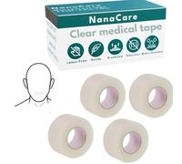 NanaCare Clear Medical Tape Waterproof, 4 Rolls 2.5cm x 9m - Hypoallergenic Surgical Tape For Wound Care, Dressings & Face, First Aid Waterproof Bandage For Sensitive Skin
