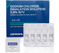 Nanacare Saline Solution 0.9% - 30 X 4 ml Vials & Nebuliser Cleaning Wipes x10 | Sodium Chloride NACL | Sterile Inhalation Saline Solution | Isotonic Solution