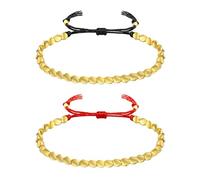 Nanafast 2-3 Pcs Tibetan Copper Beads Bracelet Adjustable Handmade Braided Copper Bracelet Set for Women Men Lucky Tibetan Bracelet Gifts, Red&Black, Copper, no gemstone