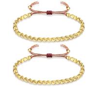 Nanafast 2-3 Pcs Tibetan Copper Beads Bracelet Adjustable Handmade Braided Copper Bracelet Set for Women Men Lucky Tibetan Bracelet Gifts, 2pcs, Copper, no gemstone