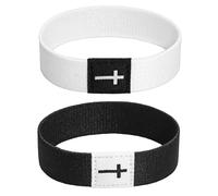 Nanafast 2 Pcs Matching Bracelets for Couples Cross Bracelet Wristband Black White Elastic Couple Bracelets for Women Men Christmas Valentines Christian Gifts for GF and BF, One Size, Polyester, no